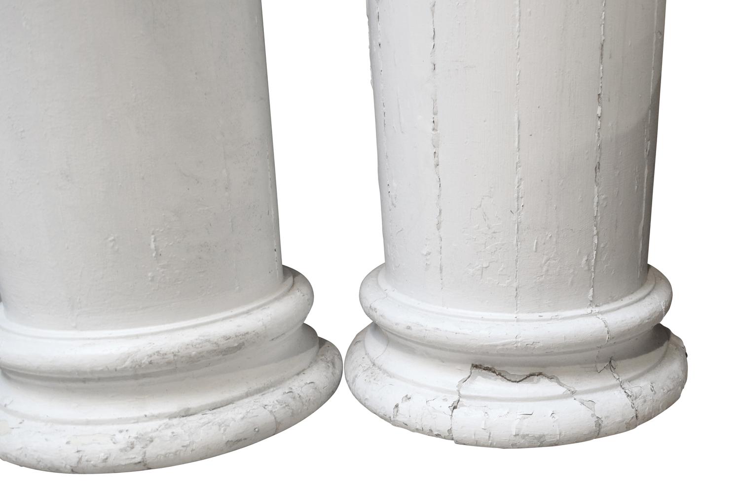 A Pair of Painted Wood Columns 13" W x 13" D x 71" H — United States, Early 20th Century
