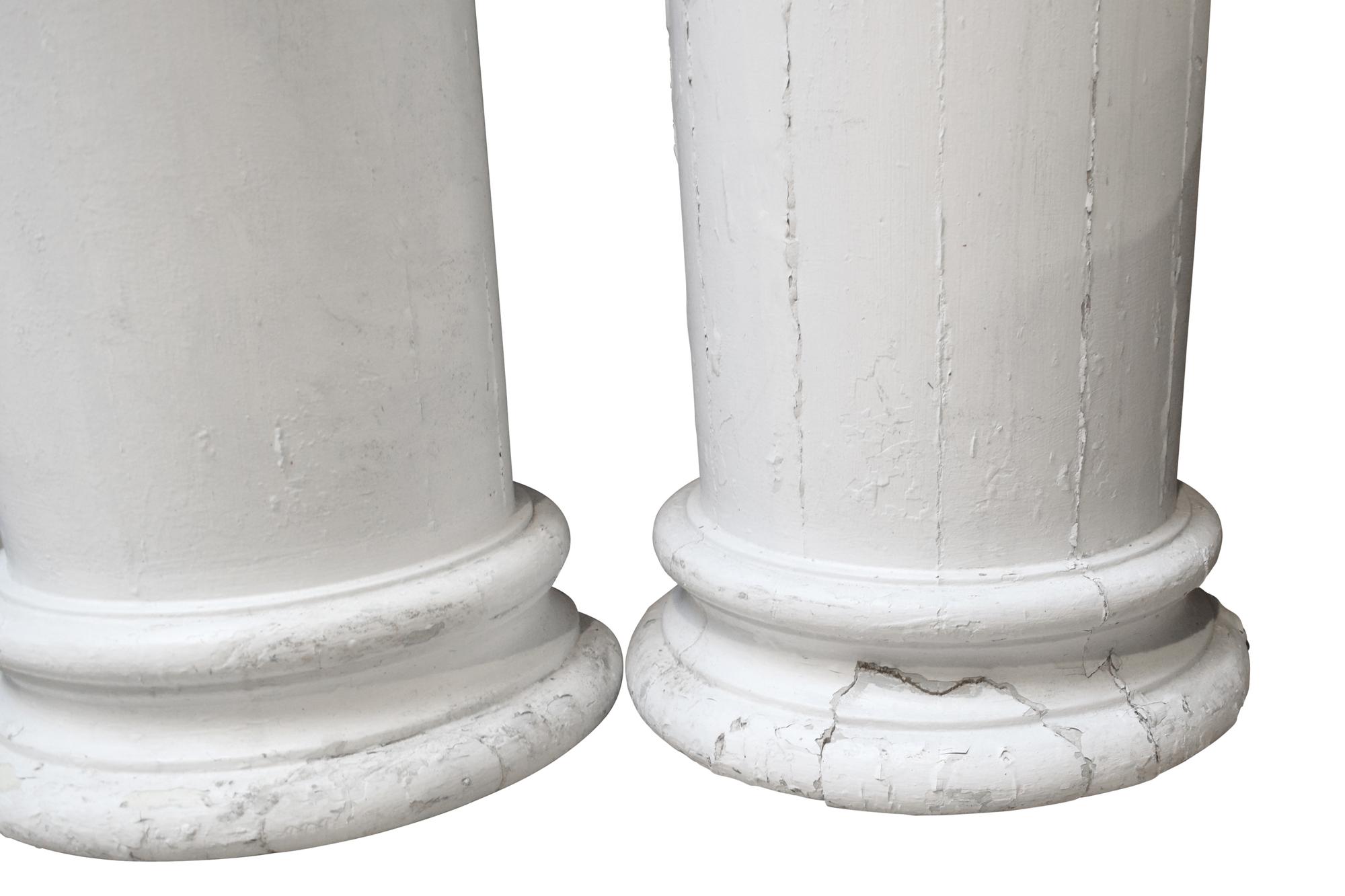 A Pair of Painted Wood Columns 13" W x 13" D x 71" H — United States, Early 20th Century