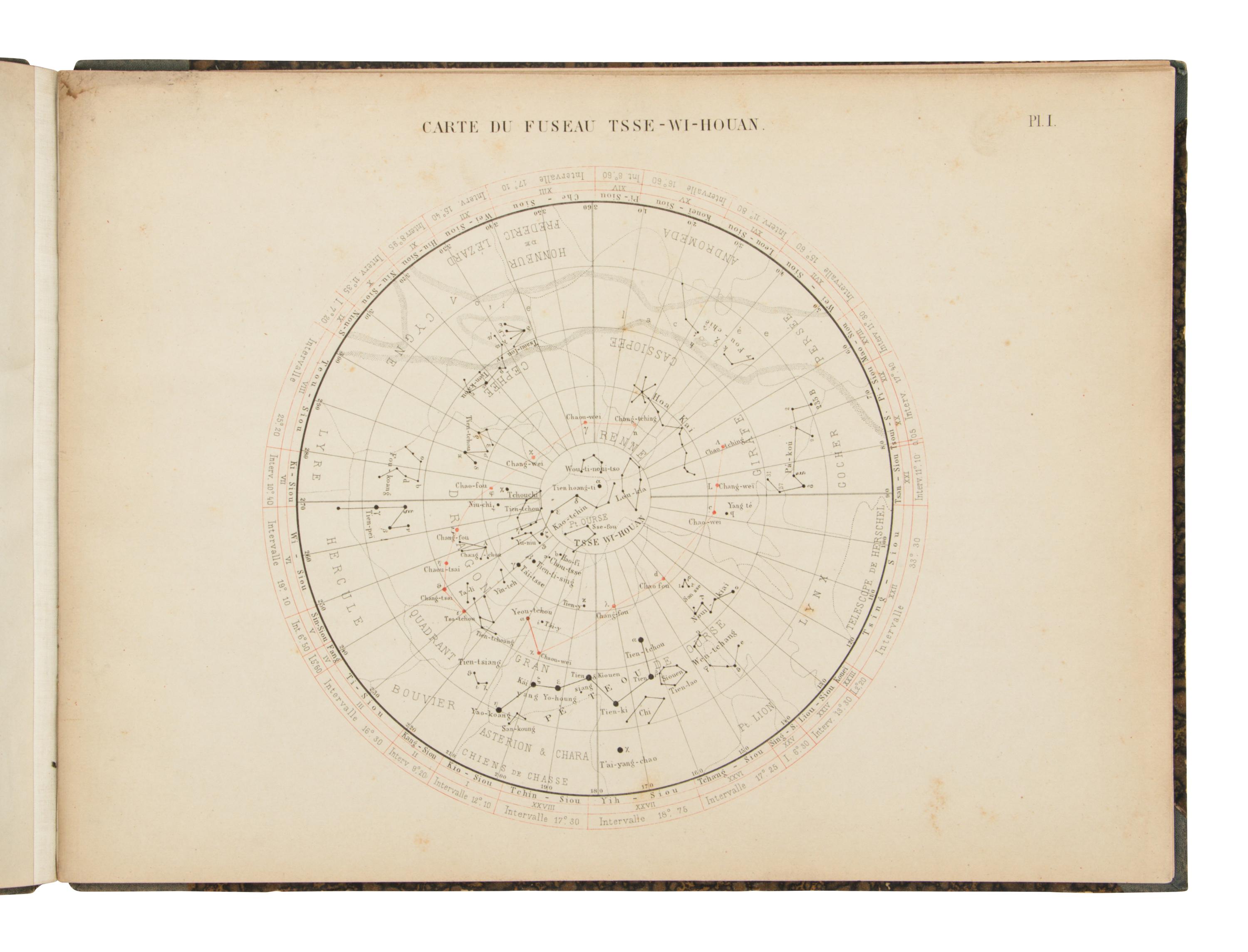 SCHLEGEL, Gustave (1840-1904). Sing Chin Khao youen. Uranographie Chinoise, ou preuves directes que l'astronomie primitive est originaire de la Chine. The Hague and Leiden: Martinus Nijhoff and E.J. Brill, 1875.