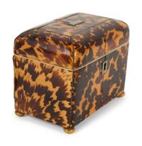 A Regency Tortoiseshell Tea Caddy, Card Case, and Small Box