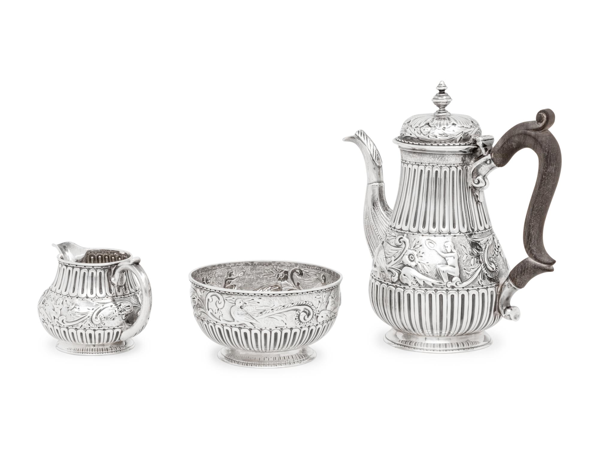 A Diminutive Victorian Silver Tea Set