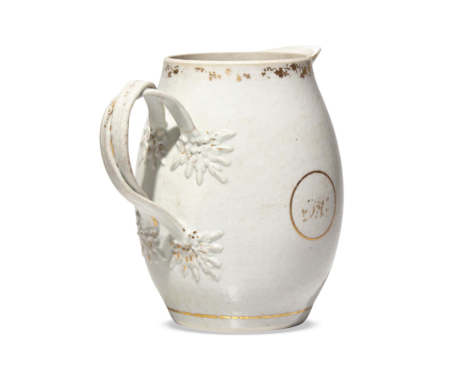 A Chinese Export Porcelain Cider Jug Decorated With A Rare Fire Fighting Scene