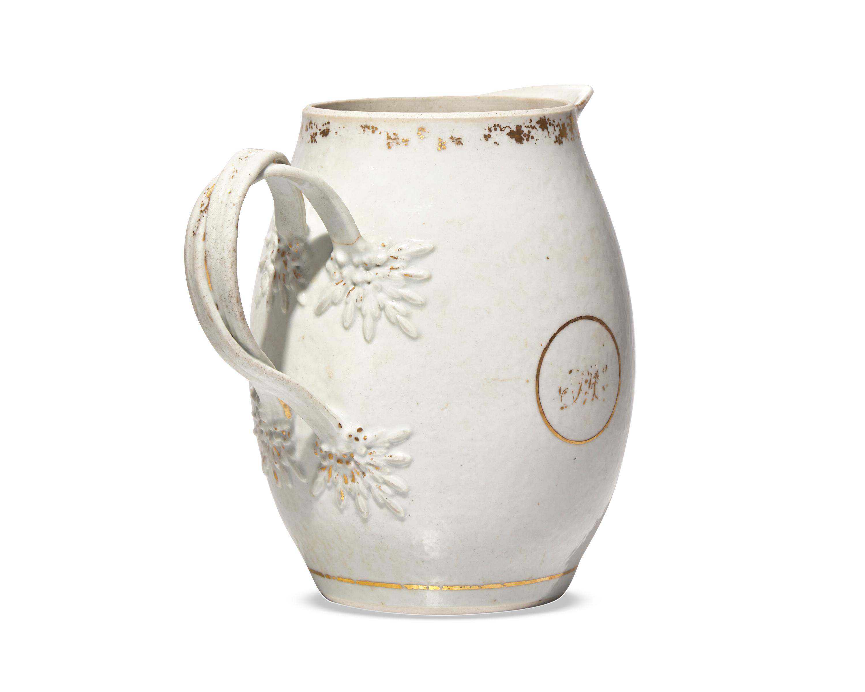 A Chinese Export Porcelain Cider Jug Decorated With A Rare Fire Fighting Scene
