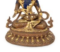 A Group of Three Tibetan Polychromed Brass Deities