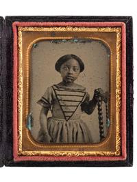 [SLAVERY & ABOLITION] -- [EARLY PHOTOGRAPHY]. Ninth plate ambrotype of enslaved African American girl with period identification.