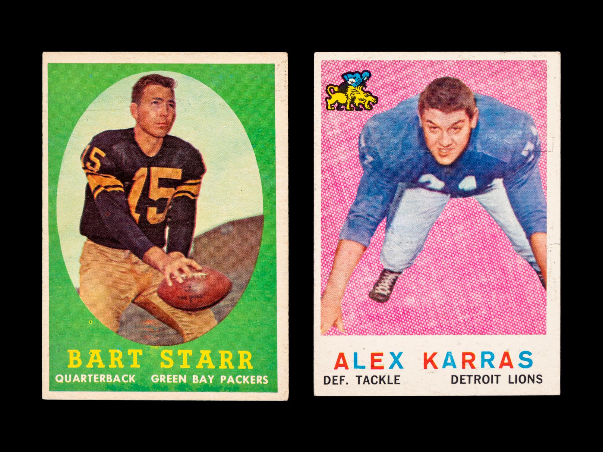 A Group of Topps 1950s Hall of Fame Football Cards (Including Bart Starr and Alex Karras Rookie),