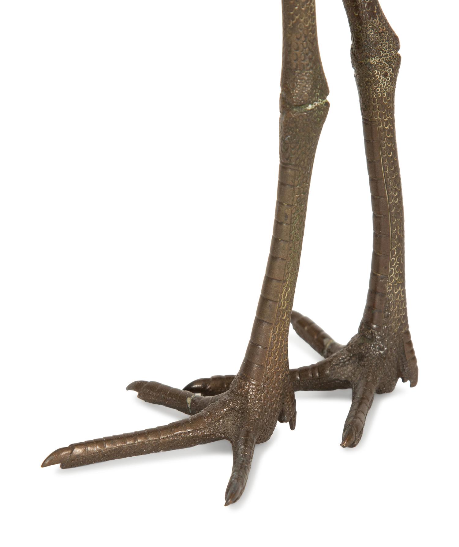 A Pair of Japanese Bronze Figures of Cranes