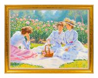 Three Ladies in White Seated on the Lawn