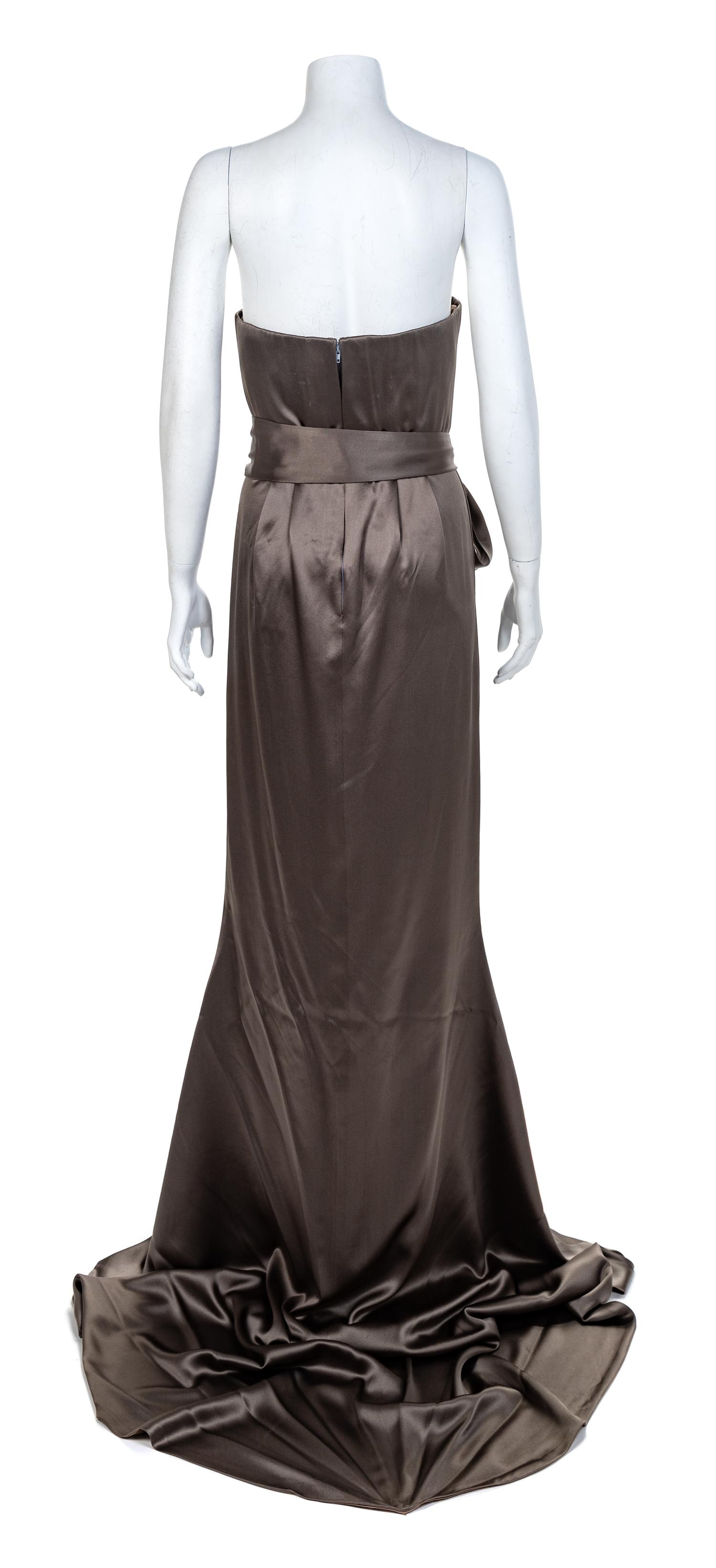 Lloyd Klein Gray Strapless Long Train Gown, 2011 No size label