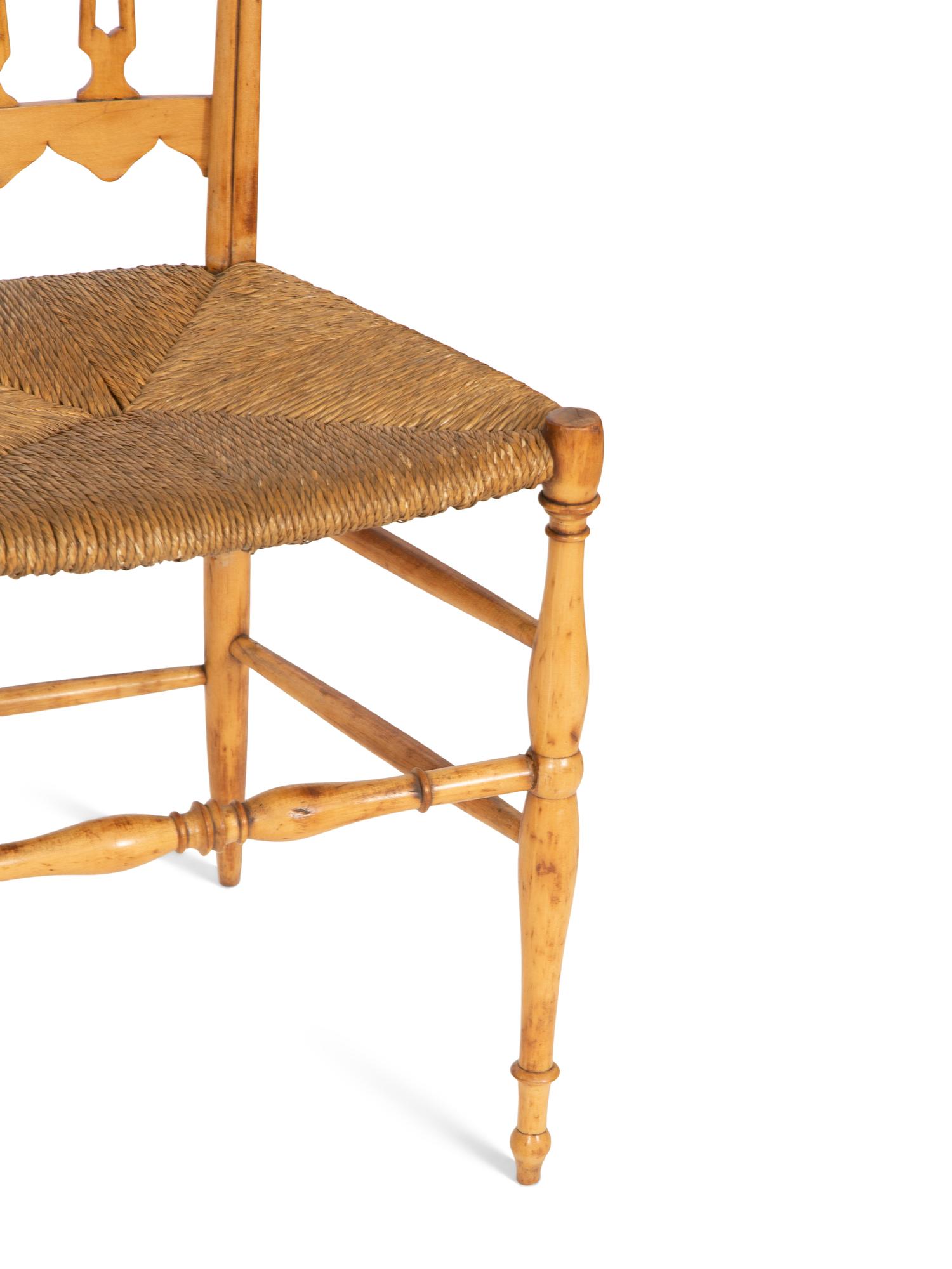 A Set of Four Italian Chiavari Style Maple Side Chairs