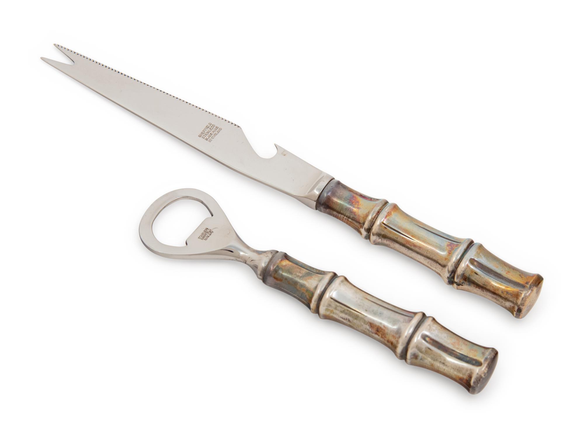 A Group of Two Tiffany & Co. Silver Bamboo Pattern Bar Articles