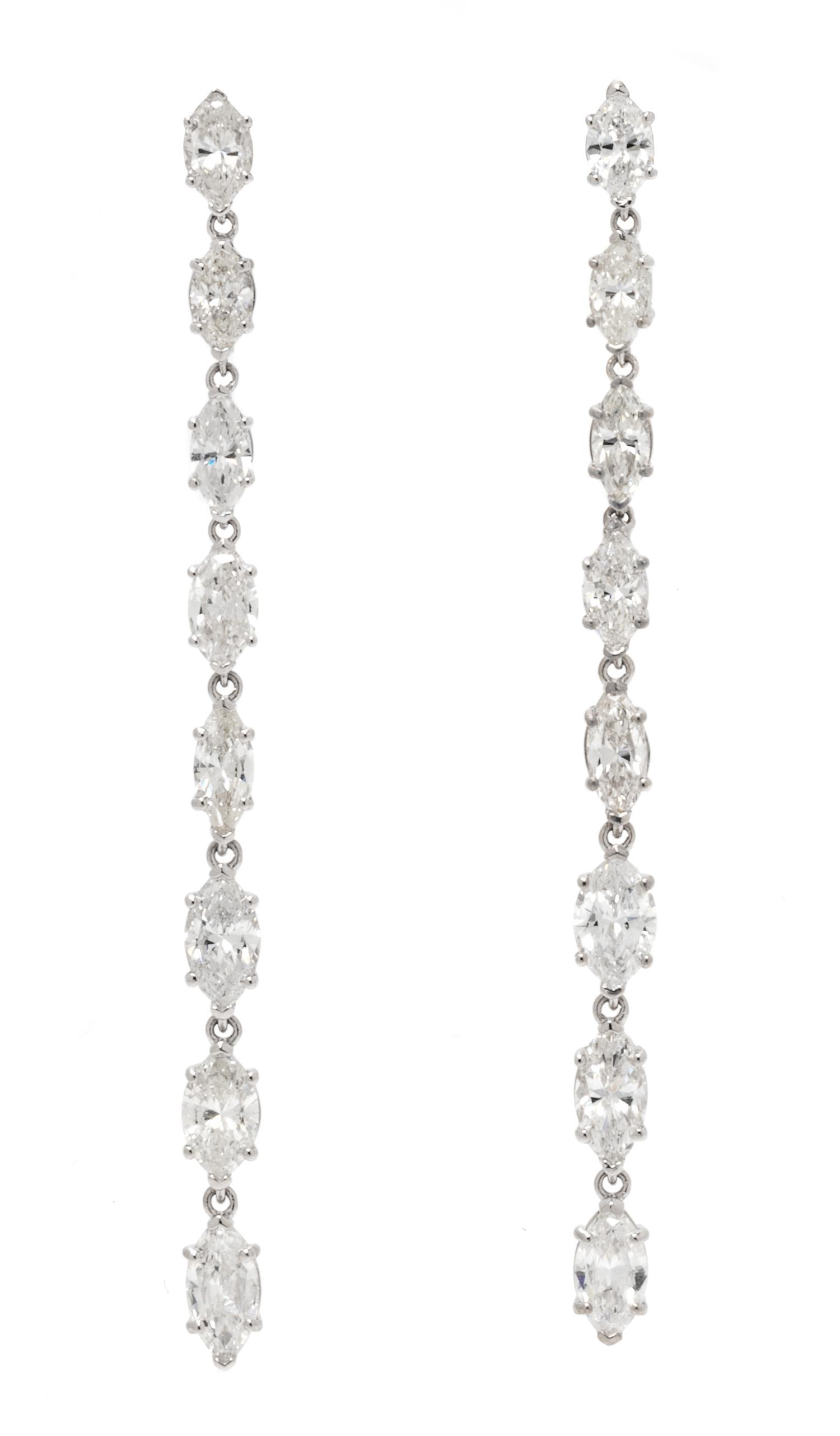 A Pair of 14 Karat White Gold and Diamond Earrings, 3.45 dwts.