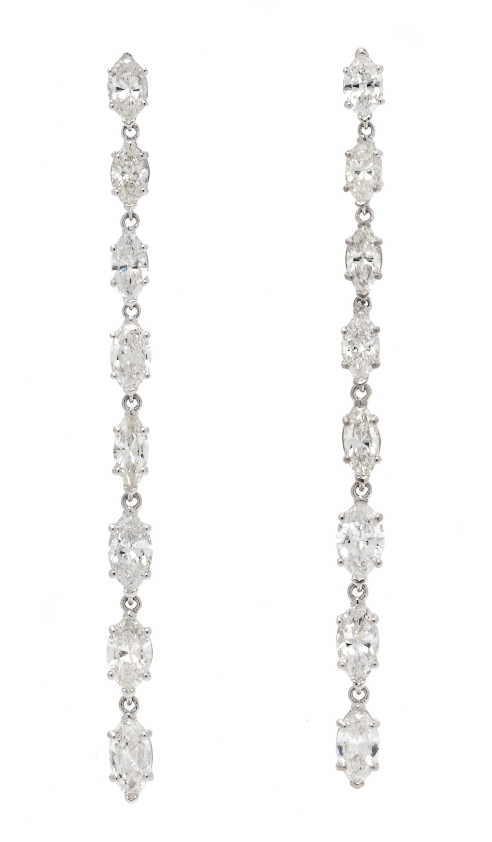A Pair of 14 Karat White Gold and Diamond Earrings, 3.45 dwts.