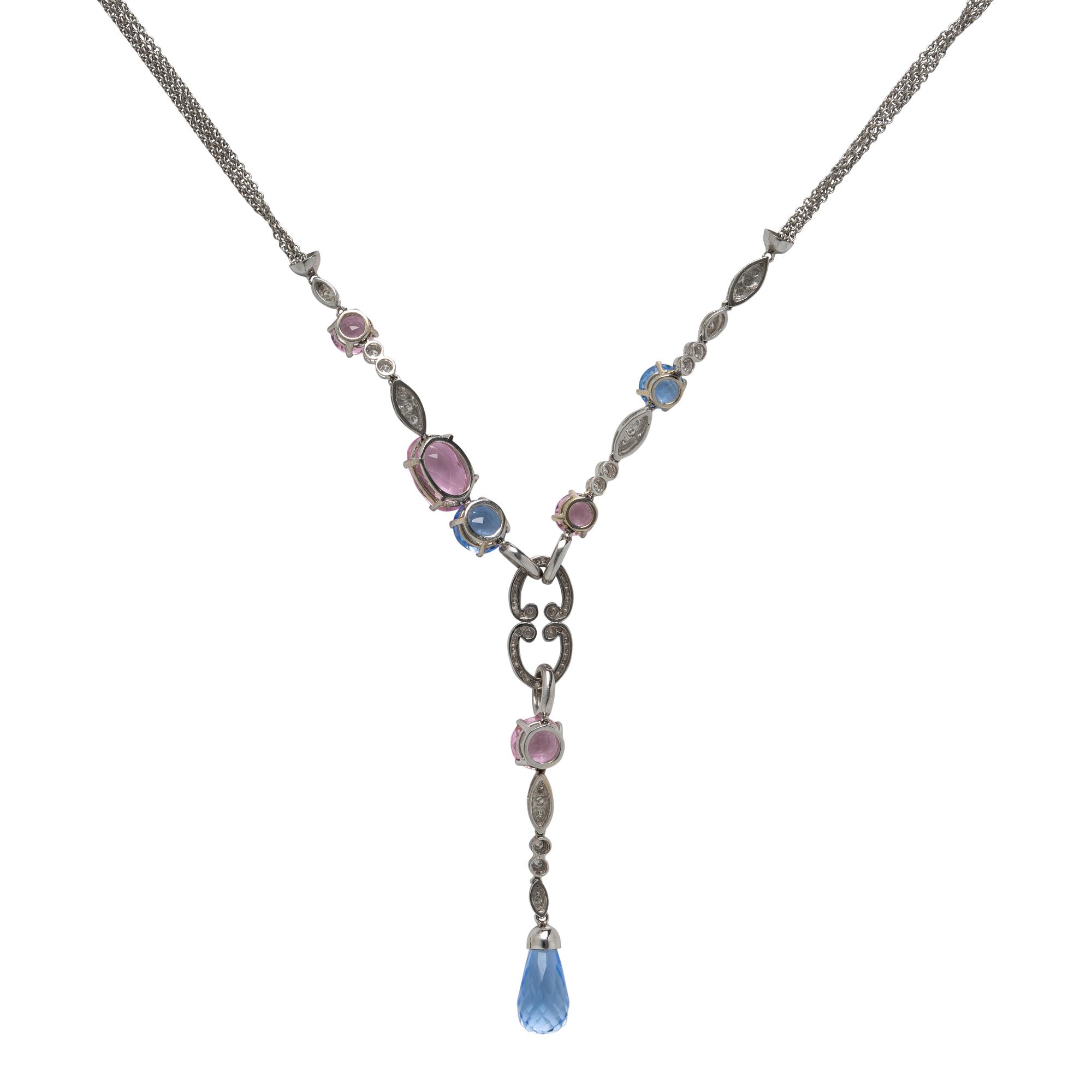 Gemstone. Diamond, and White Gold Necklace
