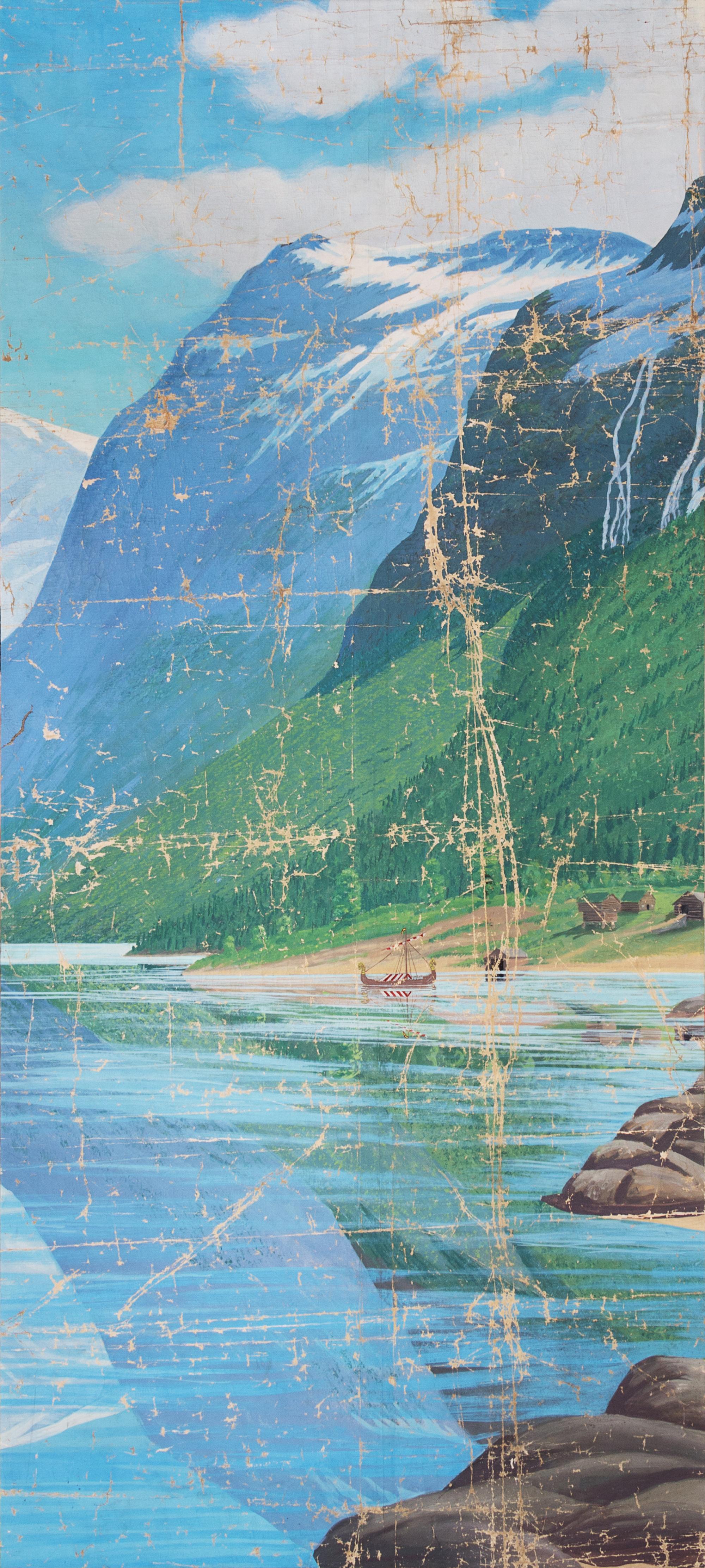 A Pair of Painted Canvas Panels Height of each 96 1/4 x width 43 inches. — LATE 19TH/EARLY 20TH CENTURY