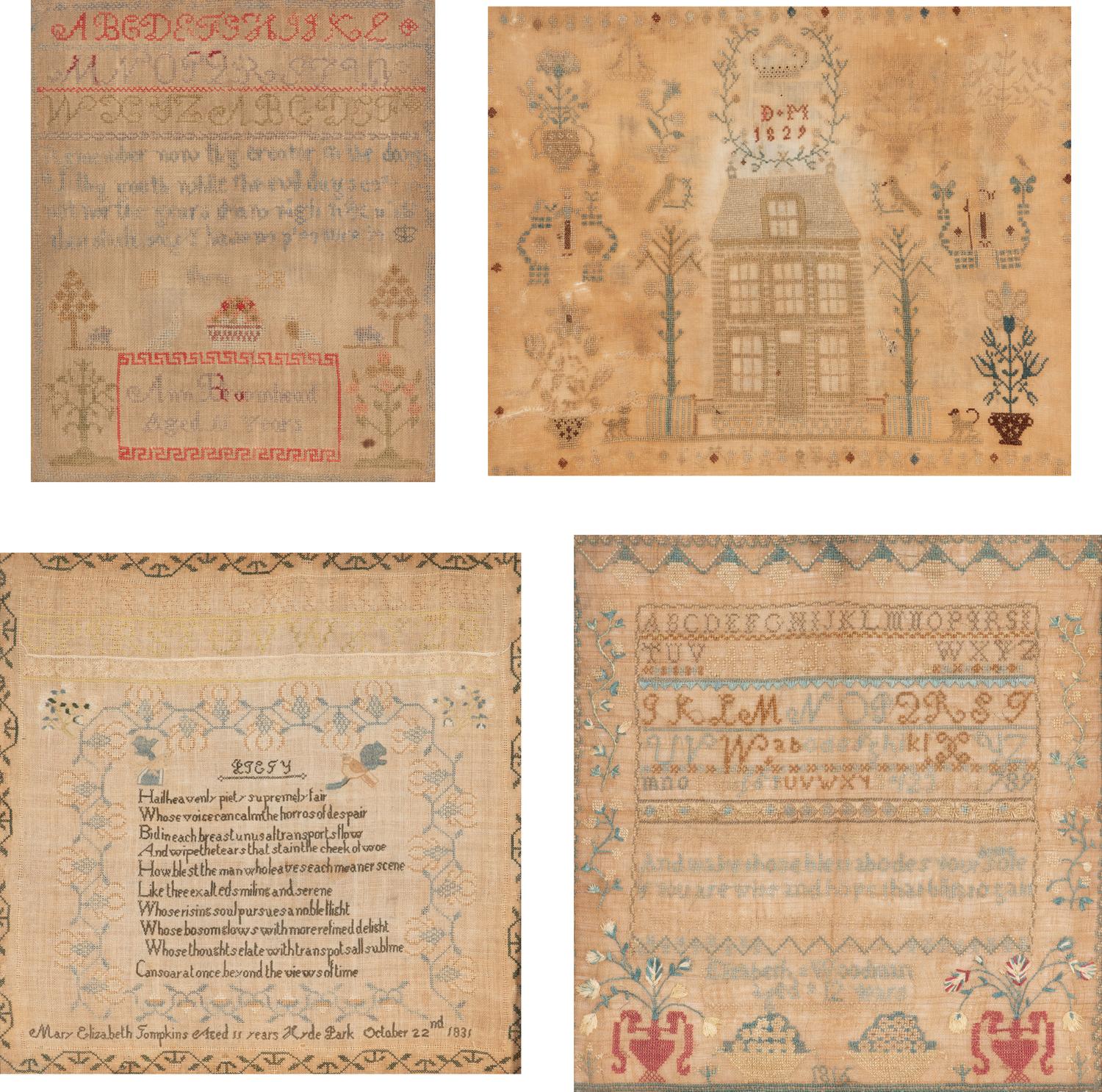 Four English Needlepoint Samplers