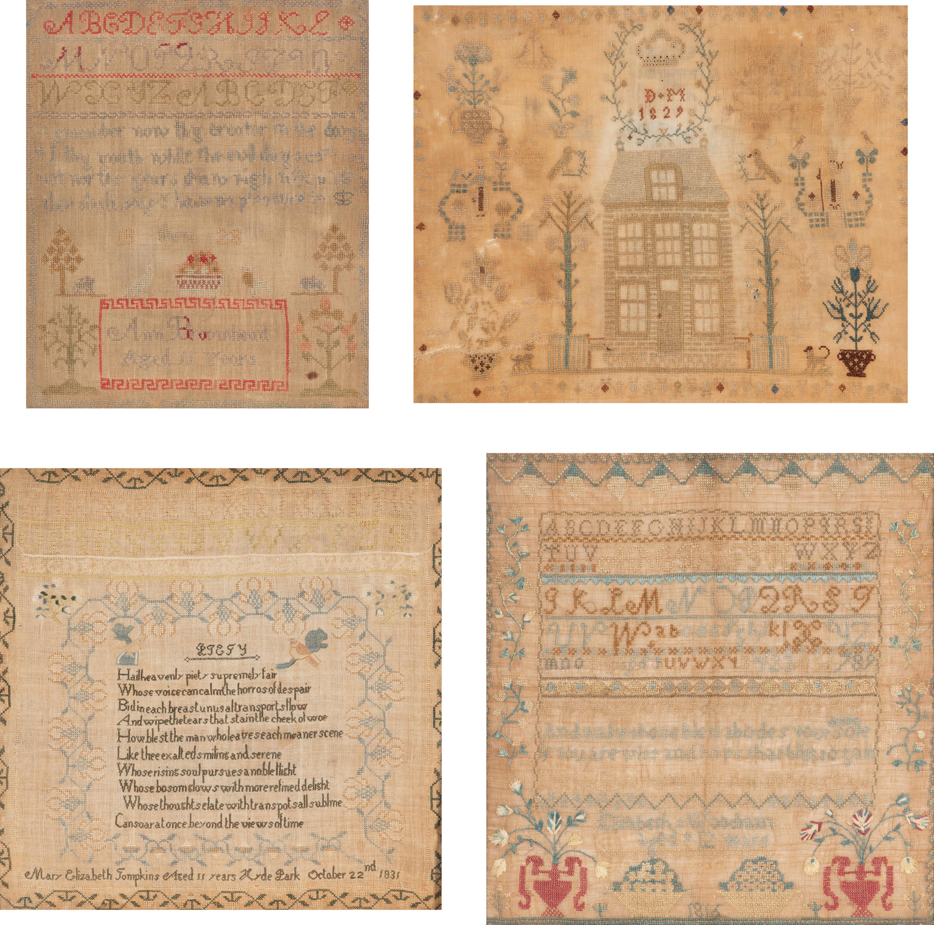 Four English Needlepoint Samplers