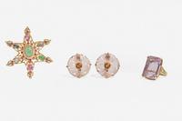 A Collection of 14K Yellow Gold and Gemstone Jewelry