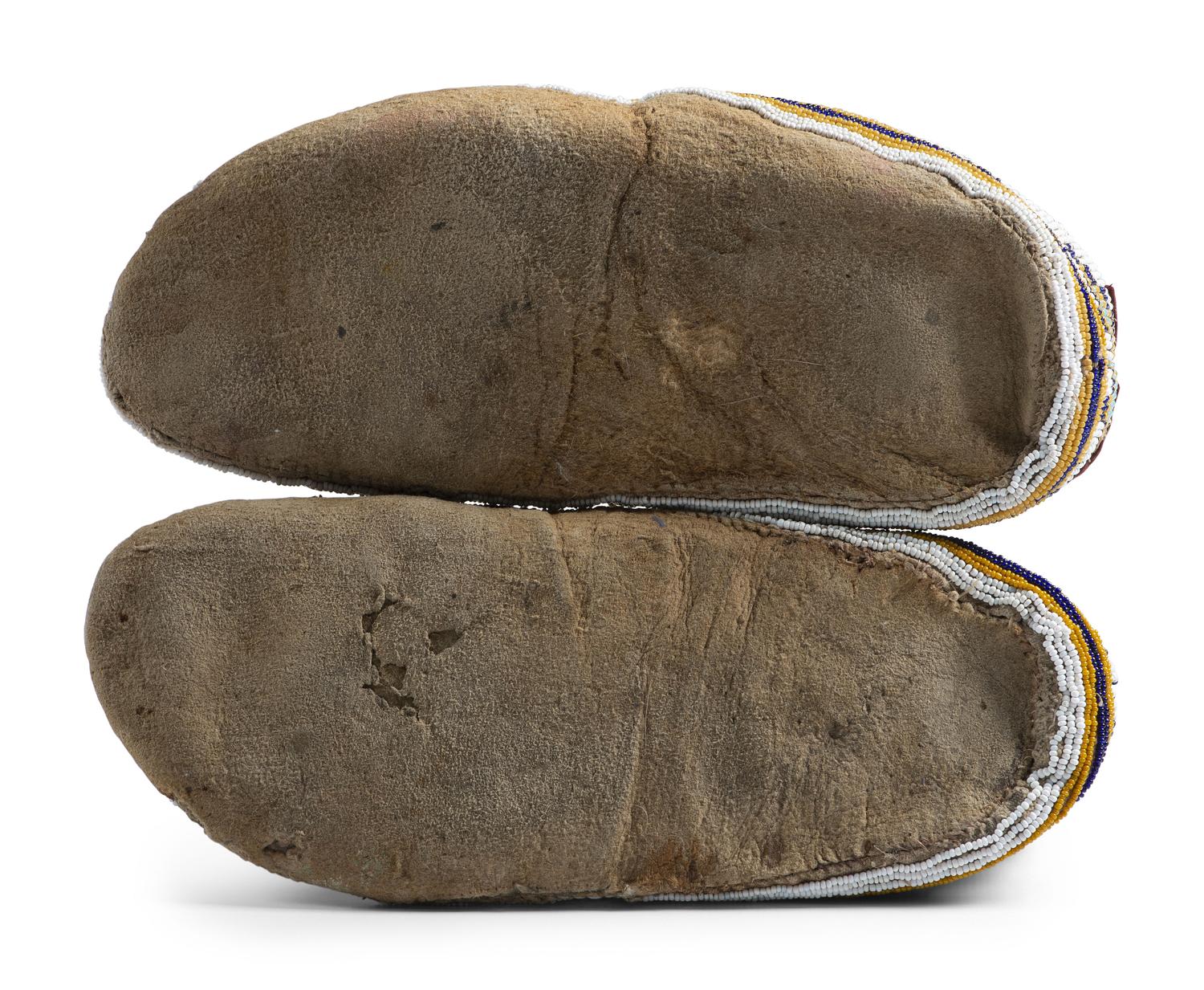 Plains Cree Beaded Hide Moccasins