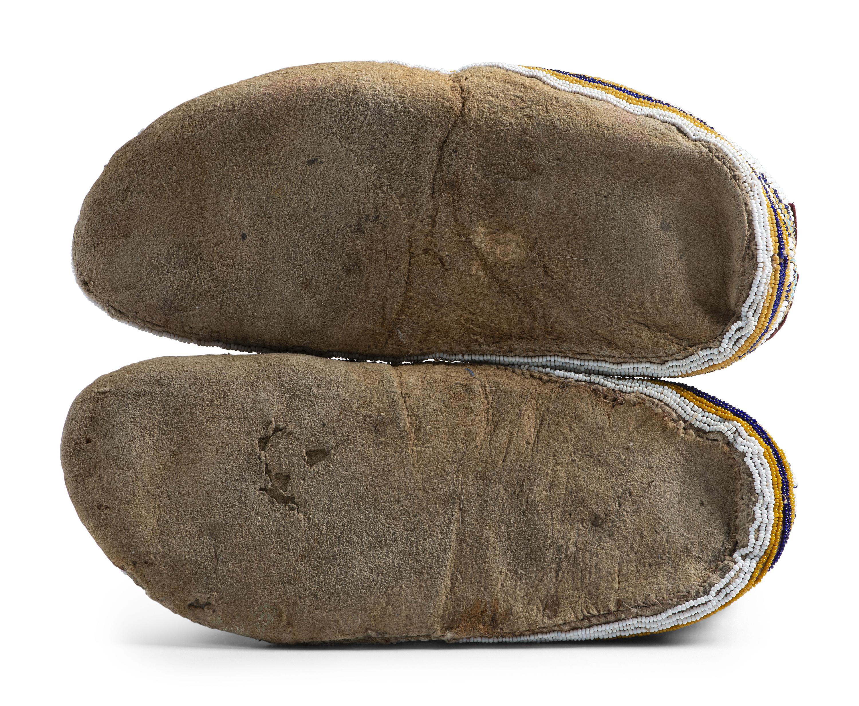 Plains Cree Beaded Hide Moccasins