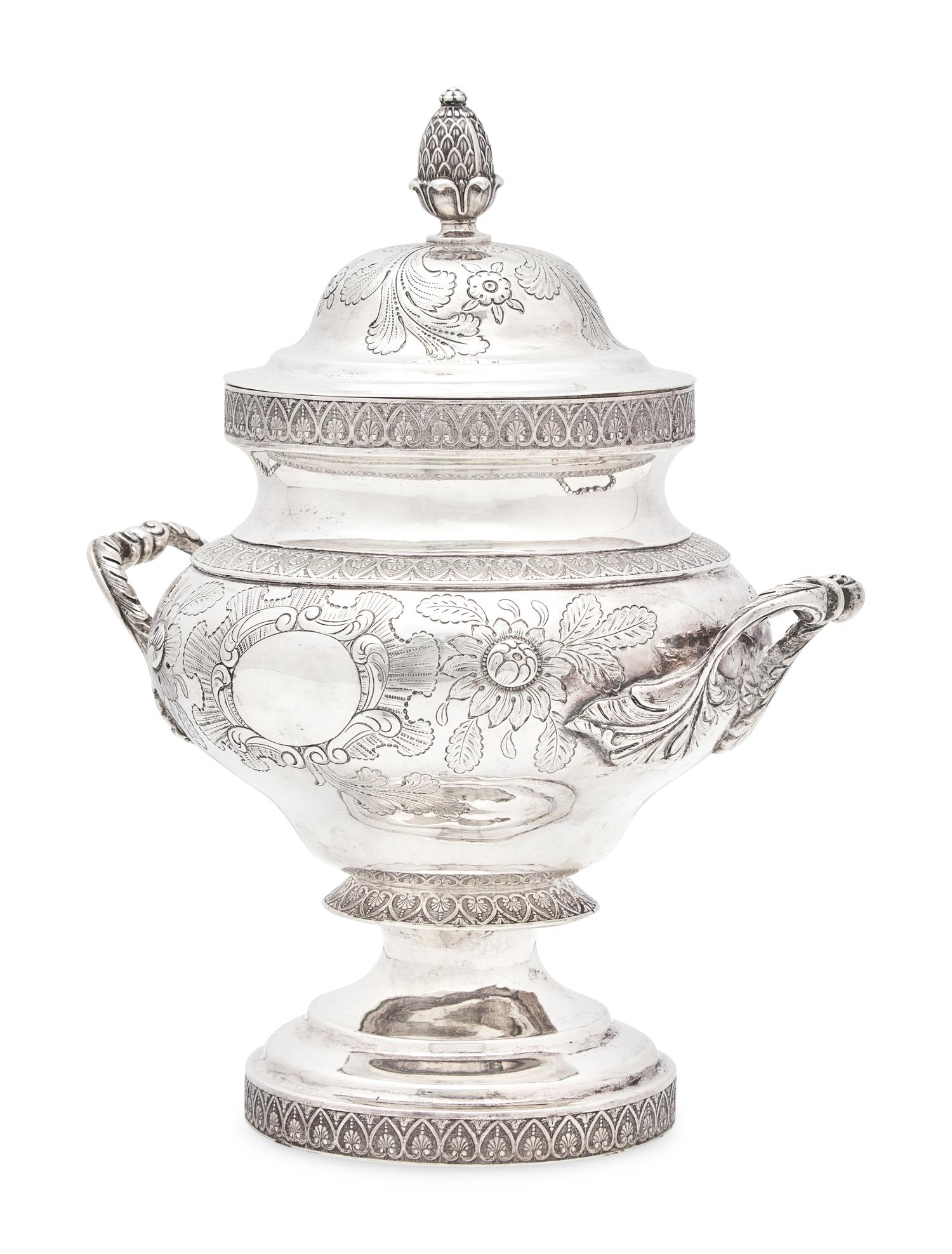 A Large Classical Silver Covered Sugar Dish, Baldwin Gardiner (1791-1868, active 1827-1848), New York, NY, Circa 1835