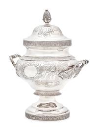 A Large Classical Silver Covered Sugar Dish, Baldwin Gardiner (1791-1868, active 1827-1848), New York, NY, Circa 1835