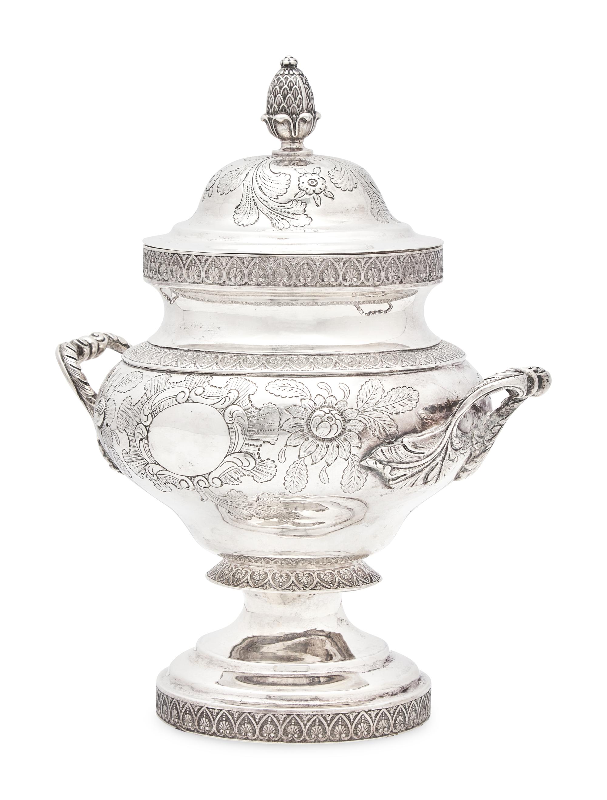 A Large Classical Silver Covered Sugar Dish, Baldwin Gardiner (1791-1868, active 1827-1848), New York, NY, Circa 1835
