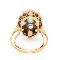 Multigem and Platinum-Topped Yellow Gold Ring
