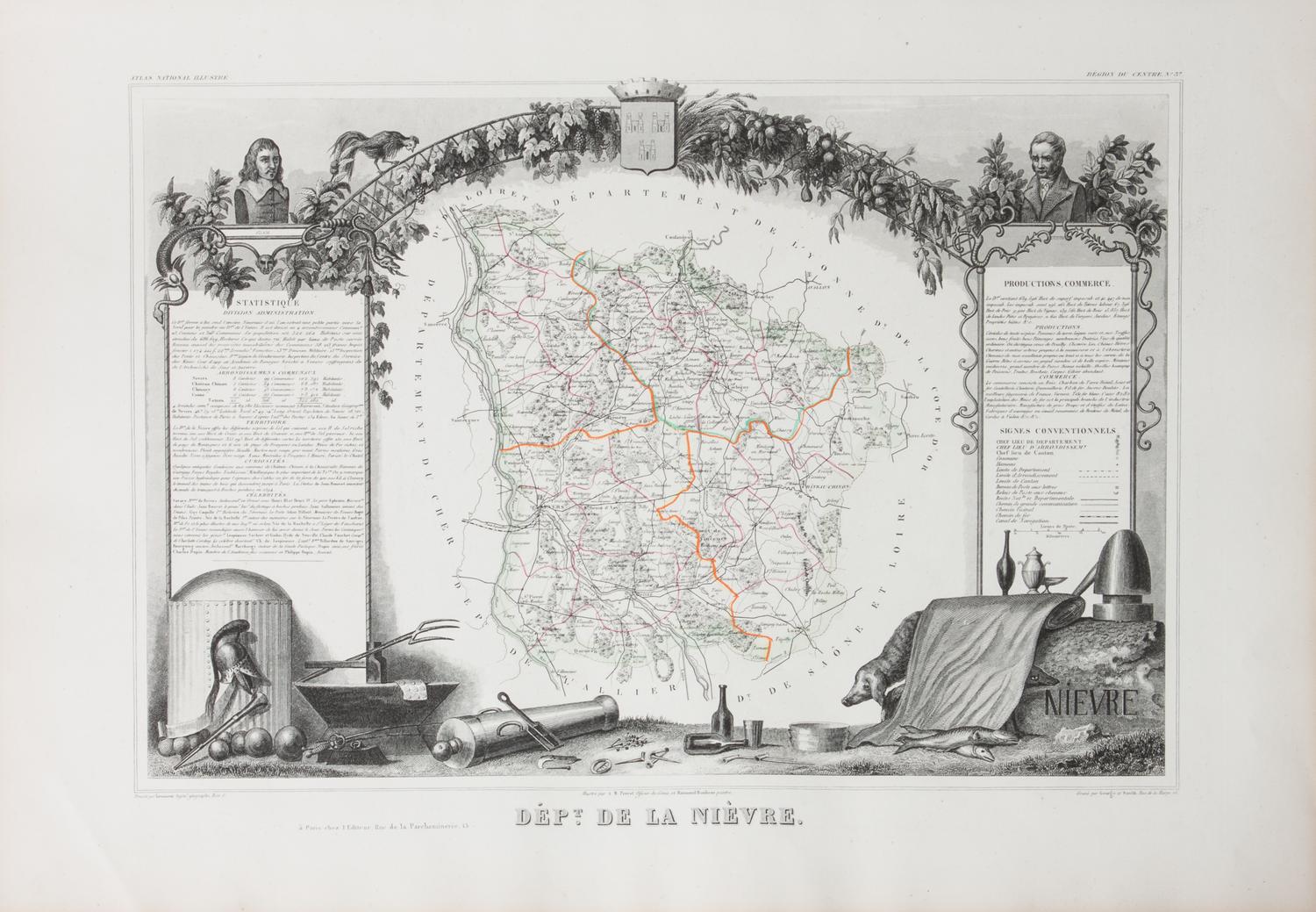 A Collection of Twelve French Engravings, 19TH CENTURY, comprising maps of wine-producing regions from Atlas National Illustre, unframe