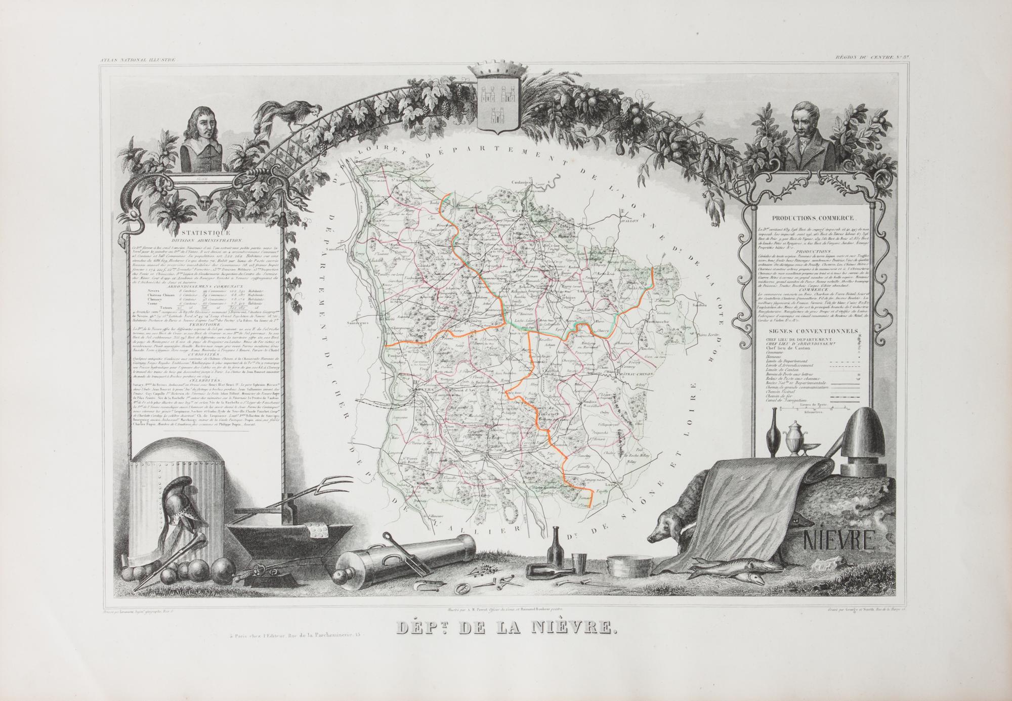 A Collection of Twelve French Engravings, 19TH CENTURY, comprising maps of wine-producing regions from Atlas National Illustre, unframe