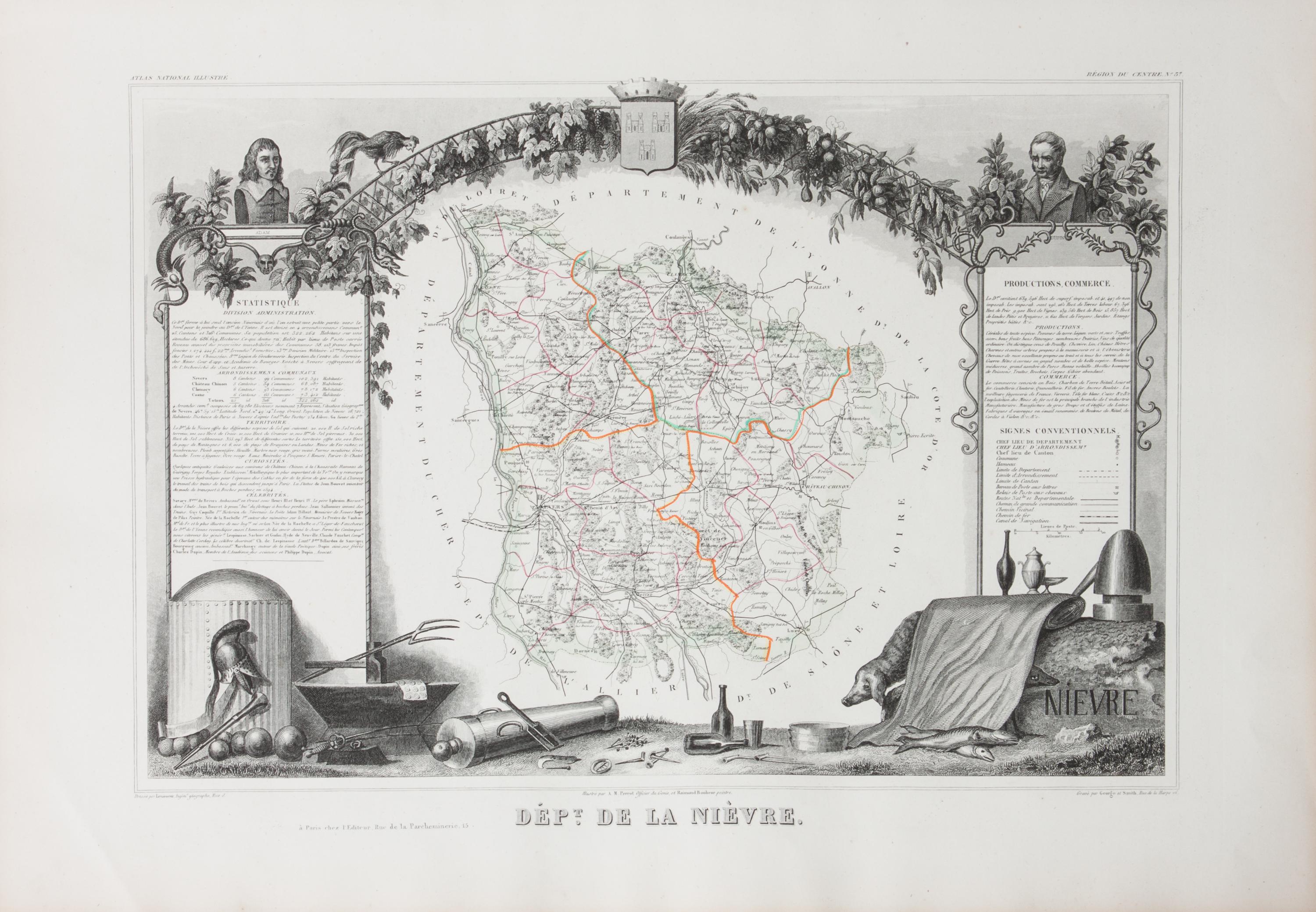 A Collection of Twelve French Engravings, 19TH CENTURY, comprising maps of wine-producing regions from Atlas National Illustre, unframe
