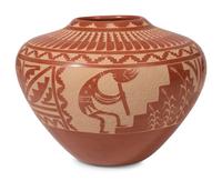 Redware Sgraffito Pottery Jar, with Corn and Kokopelli