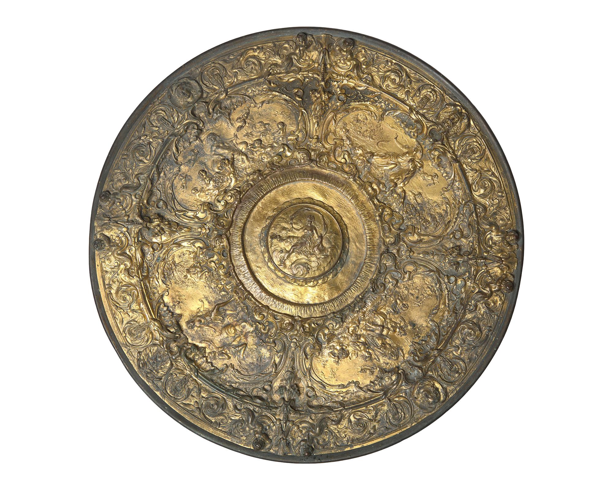 A Renaissance Revival Gilt and Patinated Metal Basin On Stand, by Jules-Paul Brateau (French, 1844-1923), Retailed by Tiffany & Co., New York, NY, Circa 1900