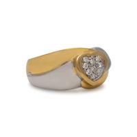 Italian, Bicolor Gold and Diamond Heart Ring