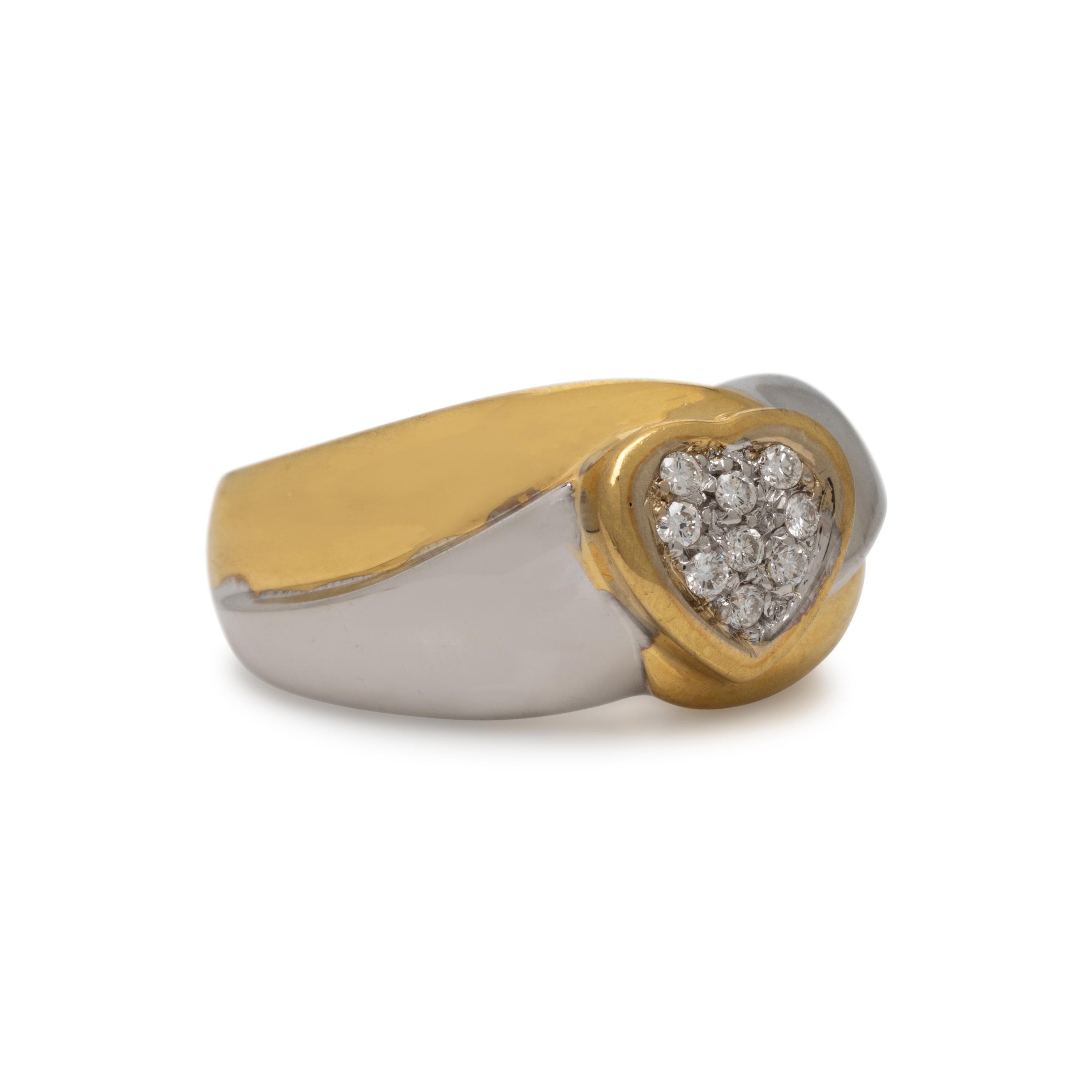 Italian, Bicolor Gold and Diamond Heart Ring