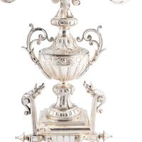 A Pair of Napoleon III Silvered Bronze Six-Light Candelabra