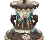 A Pair of Chinese Glazed Ceramic Vases Mounted as Lamps