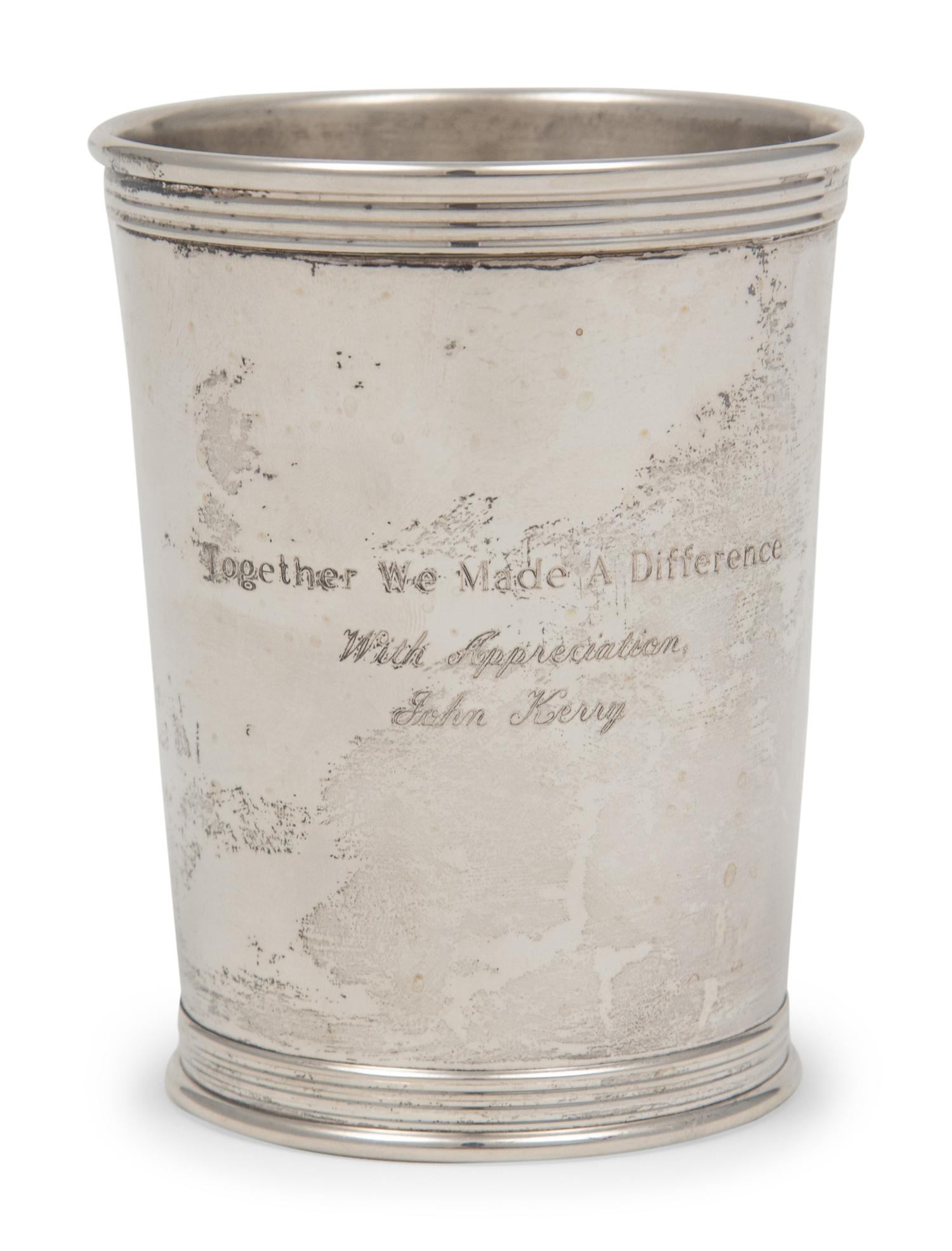 A Kerry Edwards 2004 Campaign Silver Commemorative Julep Cup