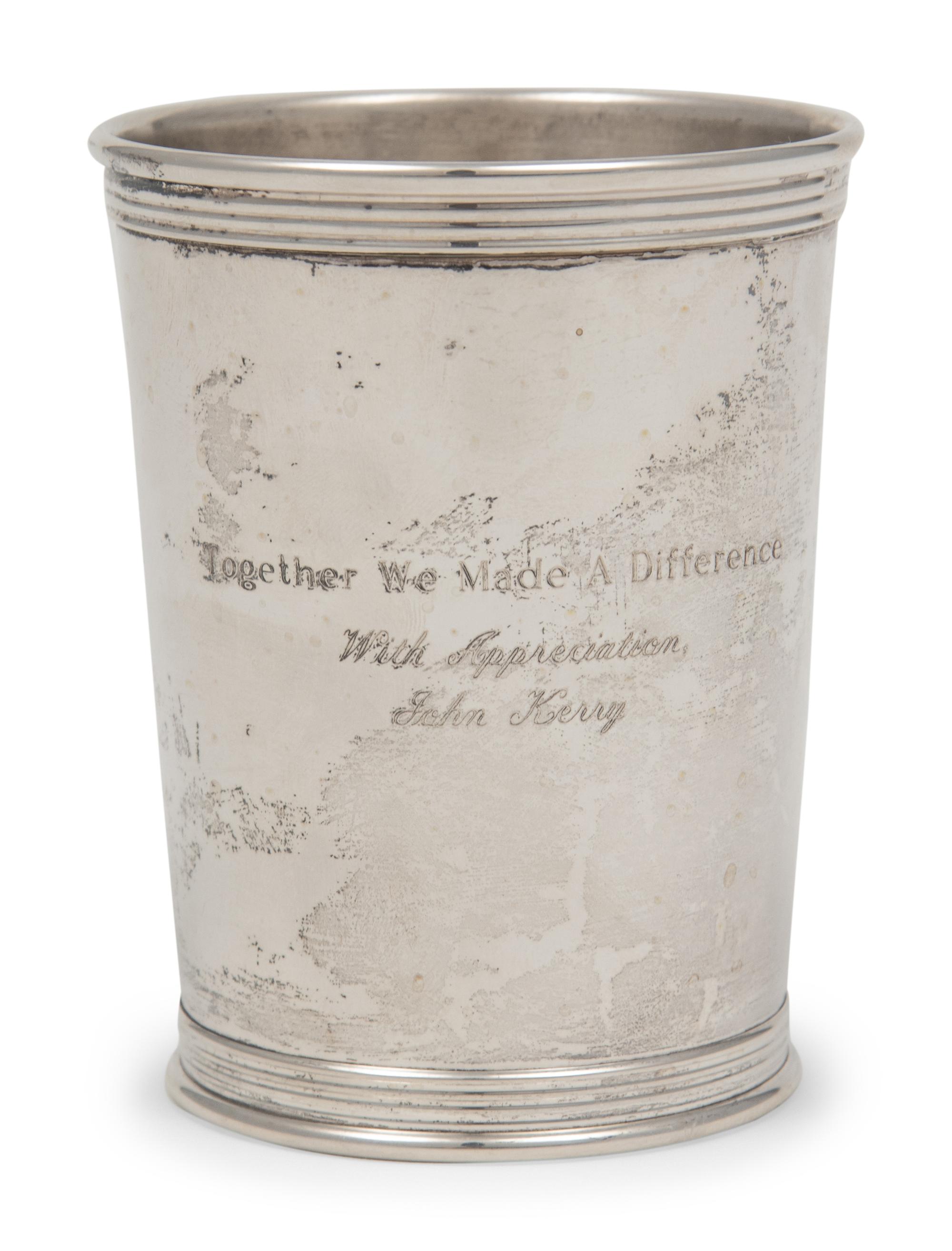 A Kerry Edwards 2004 Campaign Silver Commemorative Julep Cup