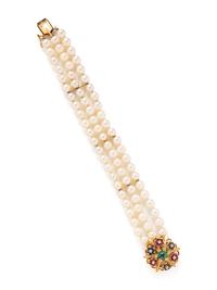CULTURED PEARL BRACELET AND GEMSTONE BRACELET