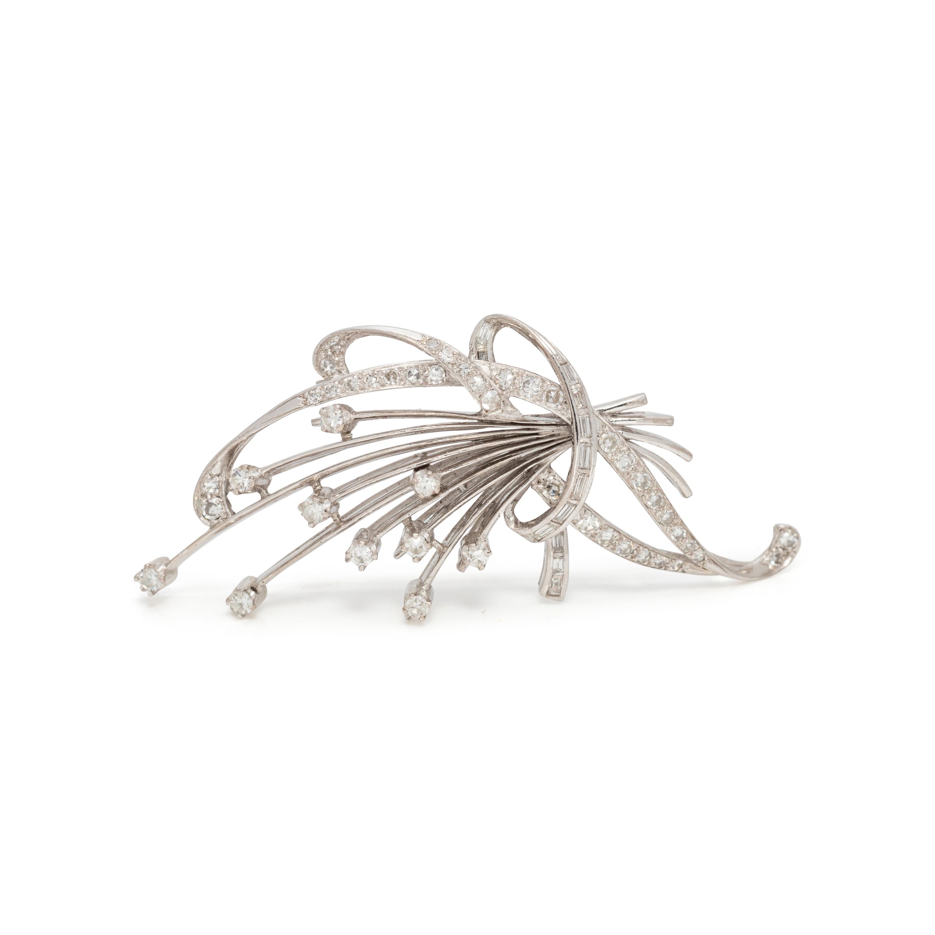 WHITE GOLD AND DIAMOND SPRAY BROOCH