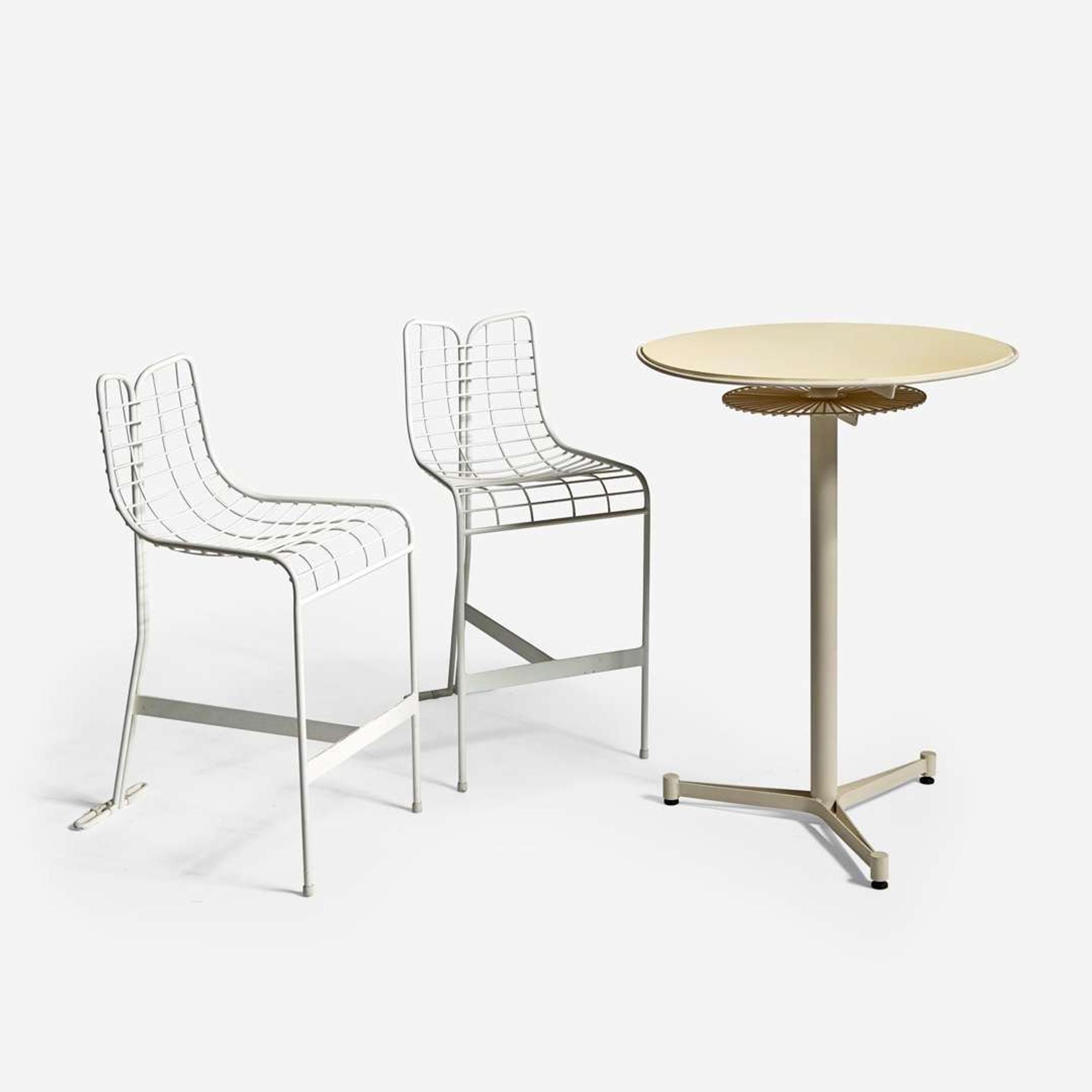 Vladimir Kagan (American, 1927-2016) Capricorn High Table and Two Stools, Vladimir Kagan Design Group, USA, designed 1958, the present lot circa 2009