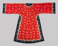 An Apricot Ground Embroidered Silk Ladies' Informal Robe