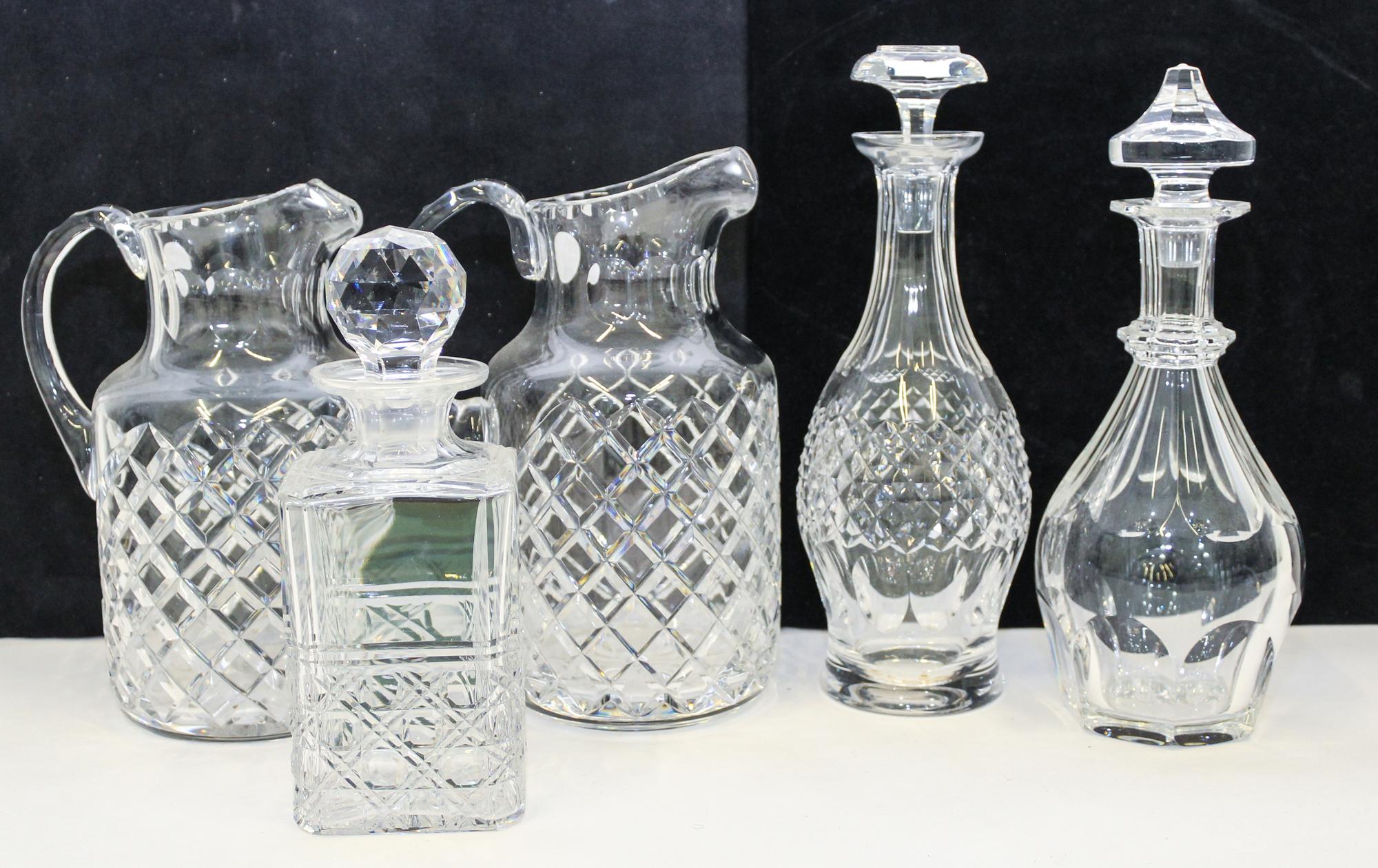 A Group of Five Cut Glass Articles Height of tallest 12 1/2 inches.