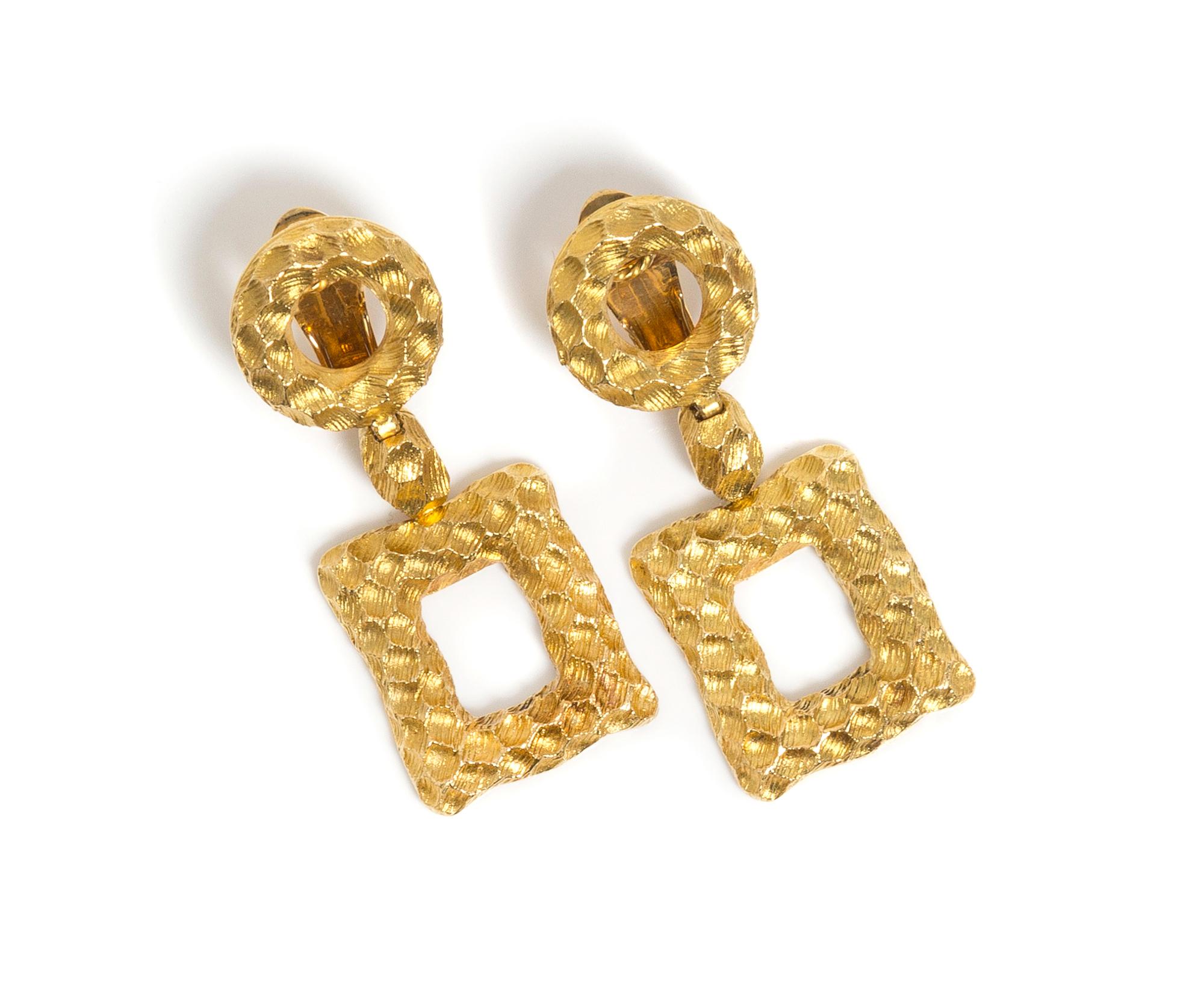 A Pair of 18 Karat Yellow Gold Pendant Earclips, Lalaounis, 21.80 dwts.