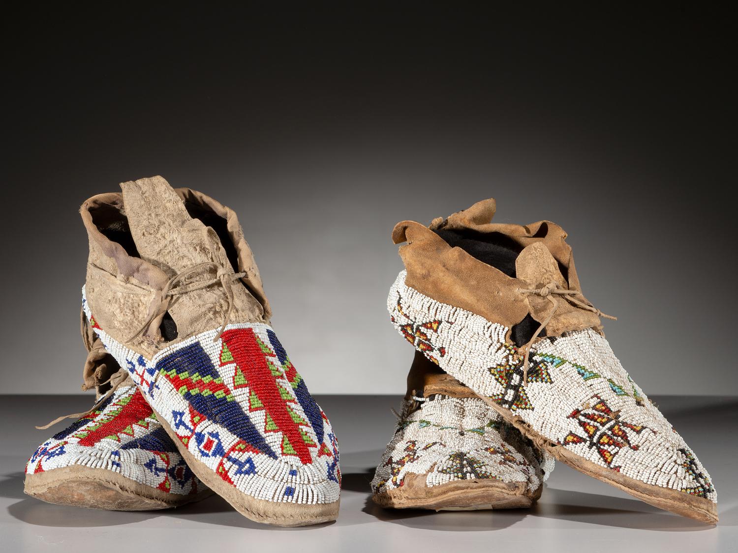 Northern Plains Beaded Hide Moccasins