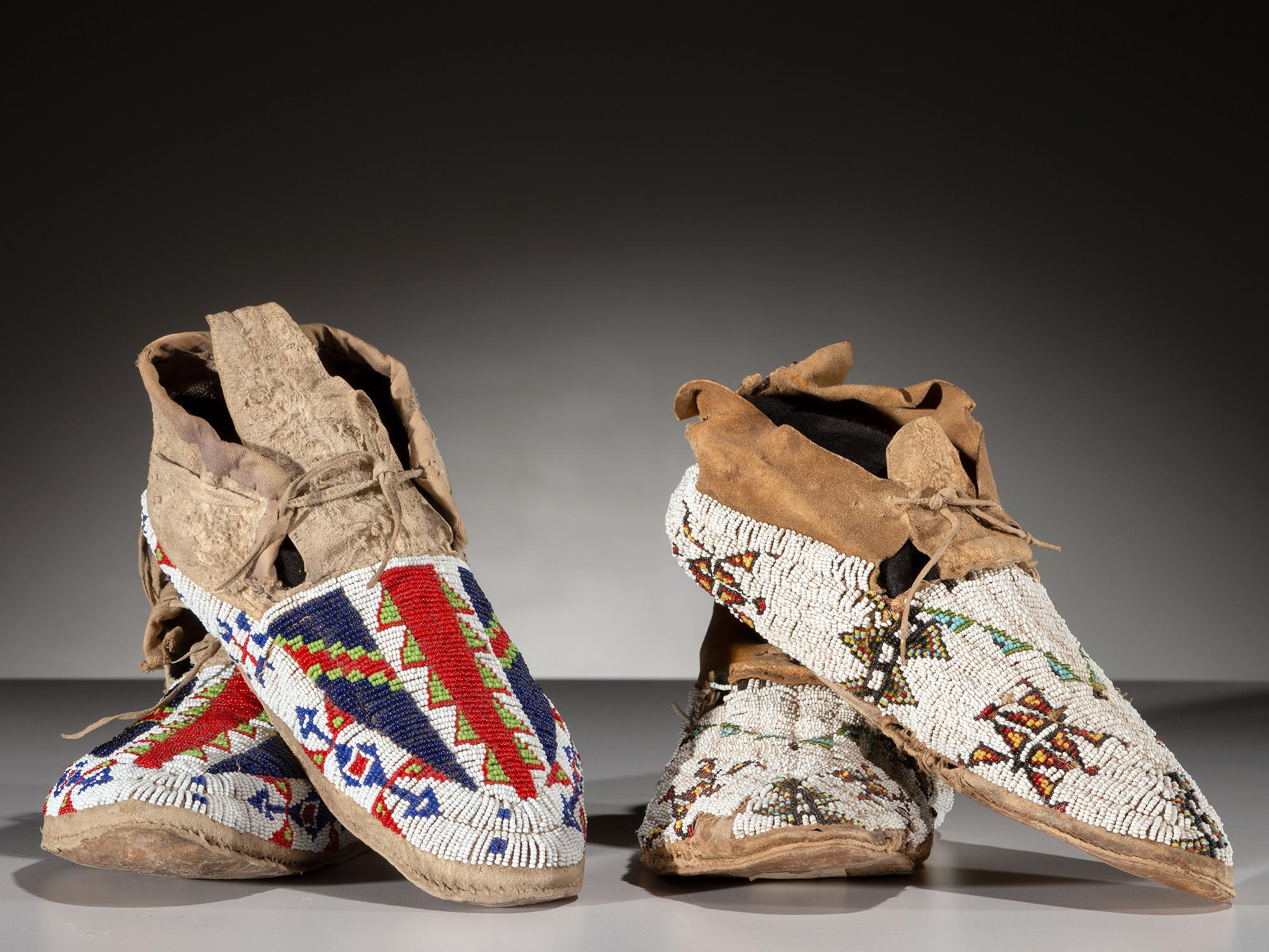Northern Plains Beaded Hide Moccasins
