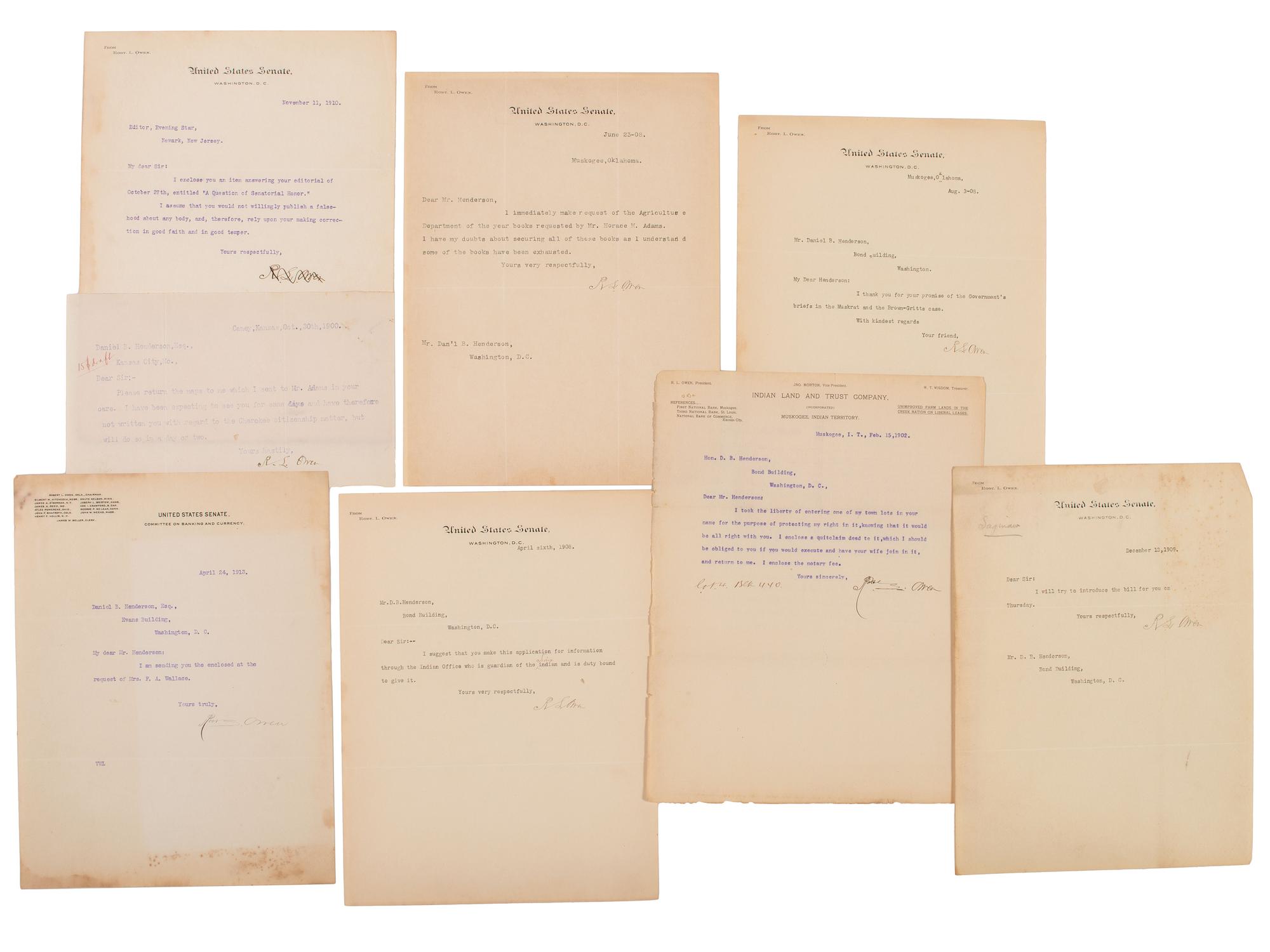 [NATIVE AMERICAN]. Archive of documents related to lawyer Daniel B. Henderson and his legal representation of various bands of Chippewa Indians.
