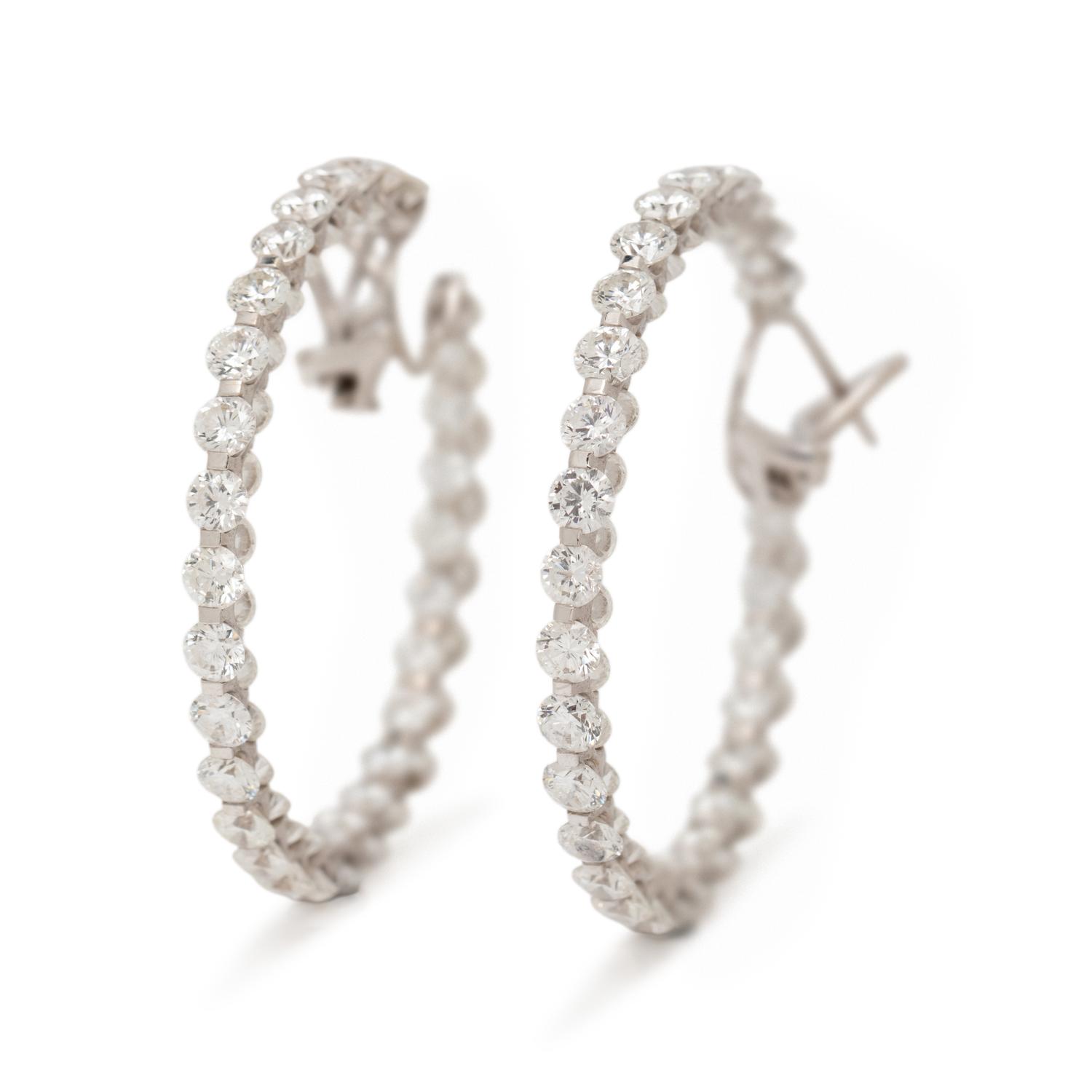 CHOPARD, DIAMOND AND WHITE GOLD INSIDE-OUT HOOP EARRINGS