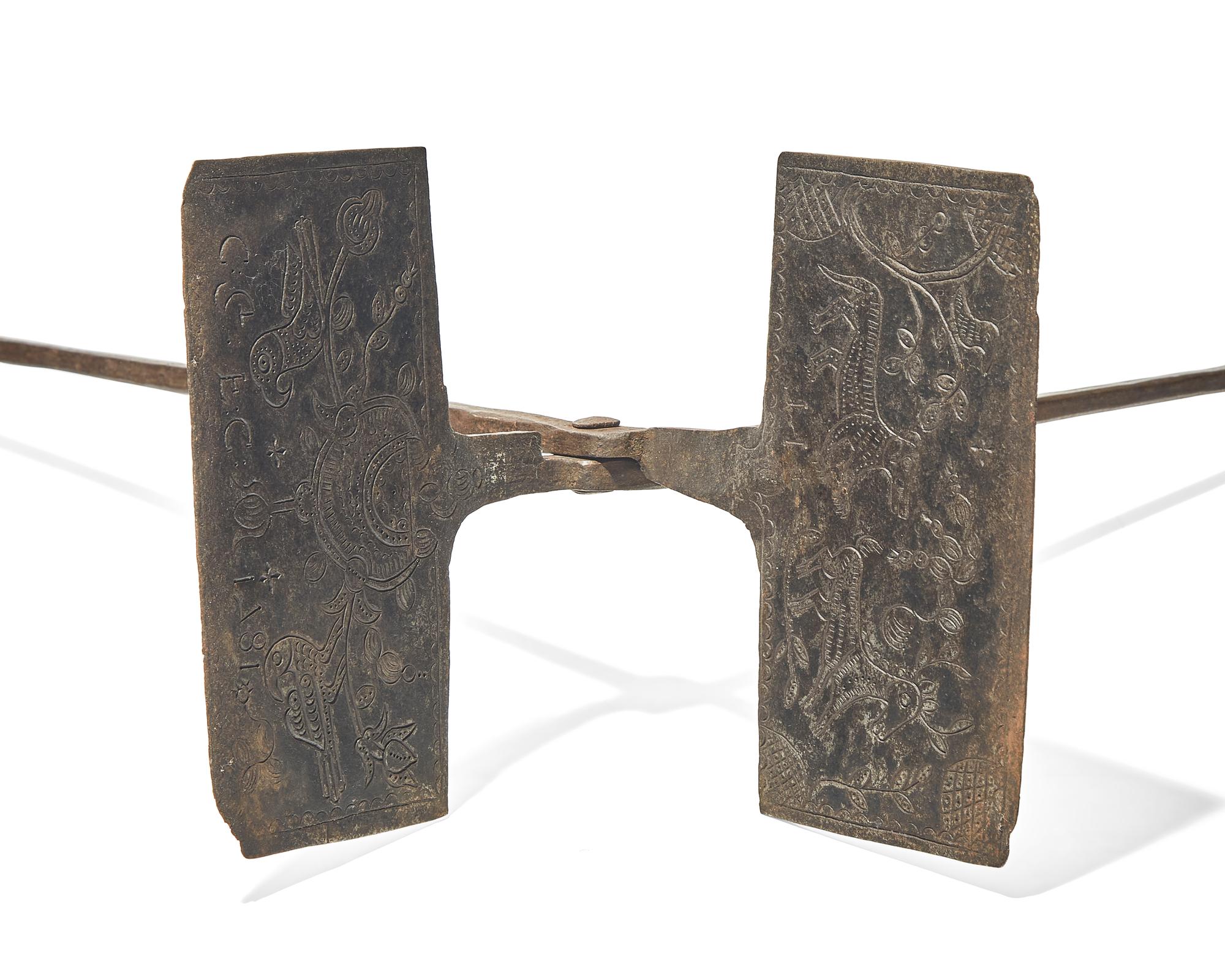 A Group of Five Wrought Iron Waffle Irons, French and Flemish, Late 18th and 19th Century